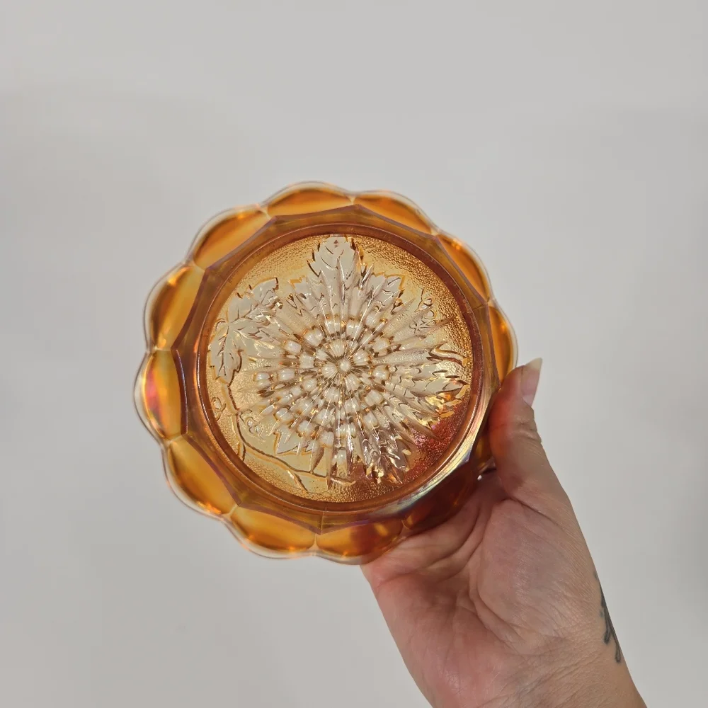 Antique Imperial Heavy Grape Marigold Carnival Glass Bowl Antique Catchall Dish‎